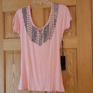 BKE Pink Top with Silver Accents
